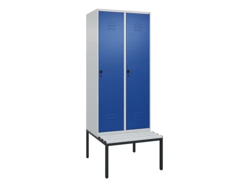 locker met bank,HxBxD 2120x800x815mm,2vak,vak B 400mm,draaigrendel