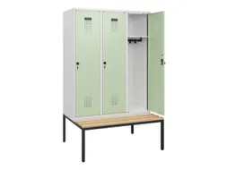 locker met bank,HxBxD 1950x1200x815mm,3vak,vak B 400mm,draaigrendel