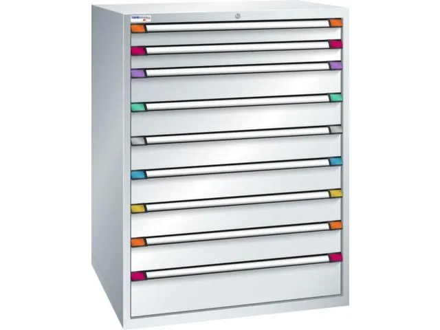 ladekast HxBxD 1400x1005x695mm 9laden RAL7035 front RAL7035