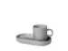 Set Espressokopjes,2Kopjes,2Planken,Keramiek,Grijs,50Ml Per Kopje