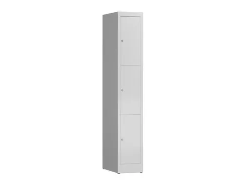 Lockerkast 1800x310x500mm 1x3 vakken cilinderslot, sokkel, RAL9003