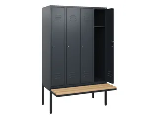 locker met bank,HxBxD 1950x1200x815mm,4vak,vak B 300mm,cil.-slot - 2