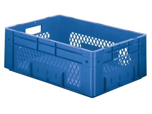 Euronorm Stapelkrat 210x600x400mm 38l Opengewerkt/Bodem Gesl. Blauw