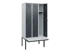 locker met bank,HxBxD 1950x900x815mm,3vak,vak B 300mm,draaigrendel