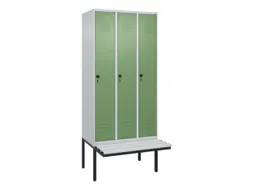 locker met bank,HxBxD 2120x900x815mm,3vak,vak B 300mm,draaigrendel