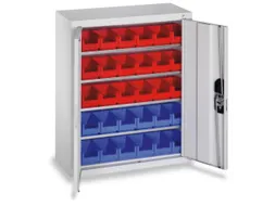 Stellingkast Staalplaat 1000x1000x420mm 4 Legborden 30 Magazijnbakken