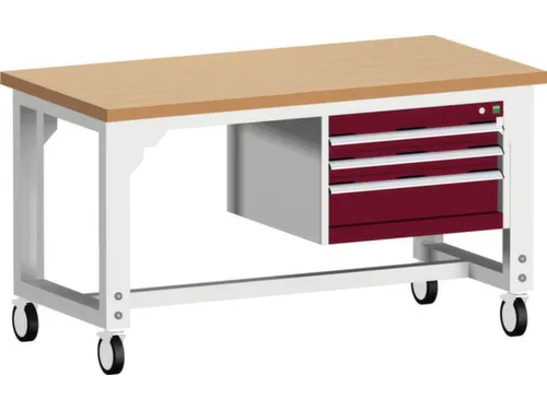 werkbank,verrijdbaar,HxBxD 840-1140x1500x750mm,beukenblad