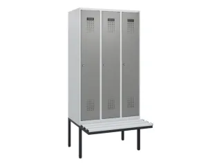 locker met bank,HxBxD 1950x900x815mm,3vak,vak B 300mm,cilinderslot - 2