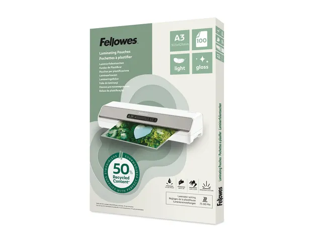 Lamineerhoes Fellowes A3 2x75micron recycled glans 100stuks