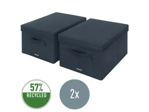 Leitz Stoffen opbergdoos met deksel Grijs 38x28,5x20cm 2 stuks