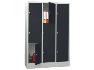 lockerkast,HxBxD 1850x1200x500mm,3x3vakken,RAL7035,front RAL7016 - 2
