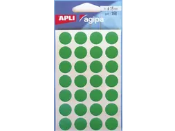Ronde Etiketten in Etui Diameter Ø15mm, Groen, 168 Stuks, 28 per Blad