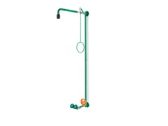 plens-/oogdouche,m. 2sproeikoppen vast,RVS/messing,groen,wandmontage