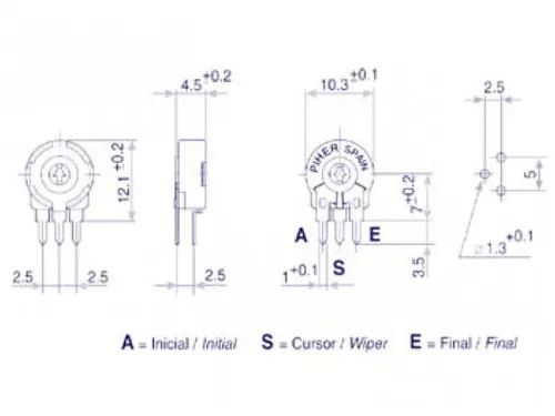 Piher Trimmer 2K2 (Klein - Vert - Voor Schroevendraaier)