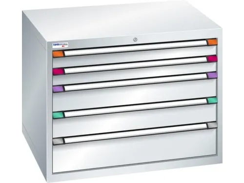 ladekast 800x1005x695mm 5laden cilinderslot RAL7035 front RAL7035