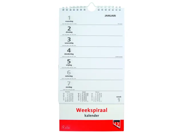 Calendrier hebdomadaire spirale 2026 Quantore