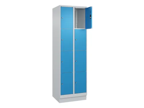 lockerkast,HxBxD 1950x600x500mm,2x4vakken,vak B 300mm,cil.-slot,sokkel