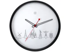 Wandklok nXt Worldtour dia 30cm kunststof zwart