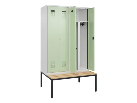 PBM-locker met bank,HxBxD 2120x1200x815mm,4vak,vak B 300mm