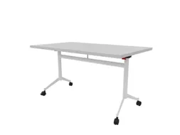 klaptafel,HxBxD 750x1400x800mm,hoekig,T-voet wit,ovale buis,blad grijs