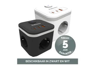 Stekkerblok Fellowes Power Cube F 3-voudig 1xUSB A 2xUSB C 2m wit - 10