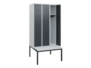 locker met bank,HxBxD 1950x900x815mm,3vak,vak B 300mm,cil.-slot - 2