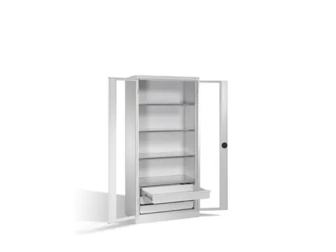 werkplaatskast,HxBxD 1950x930x600mm,4xStalen bodem,3lade(n),cil.-slot