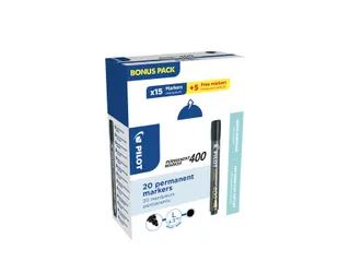 Permanent marker PILOT 400 schuin Breed Zwart 15+5 gratis - 2