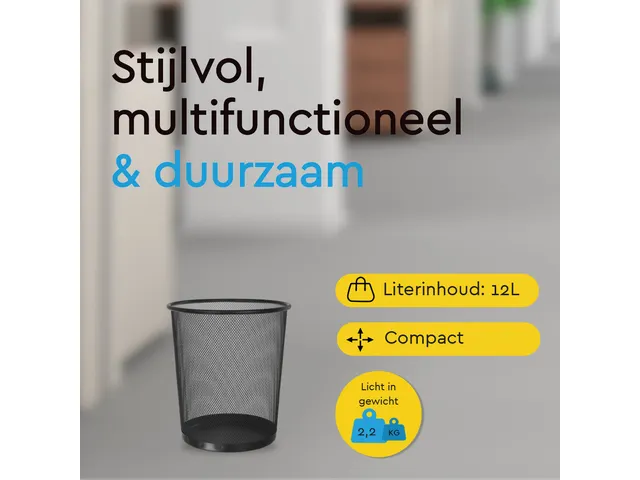 BRASQ Papierbak 12 liter Zwart Rond Set van 2 WBBRO2