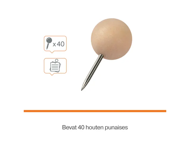 Punaises Nobo hout voor memobord 40 stuks
