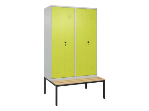 PBM-locker met bank,HxBxD 2120x1200x815mm,4vak,vak B 300mm