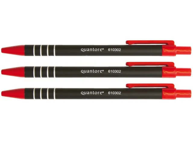 Balpen Quantore rubbergrip drukknop rood medium