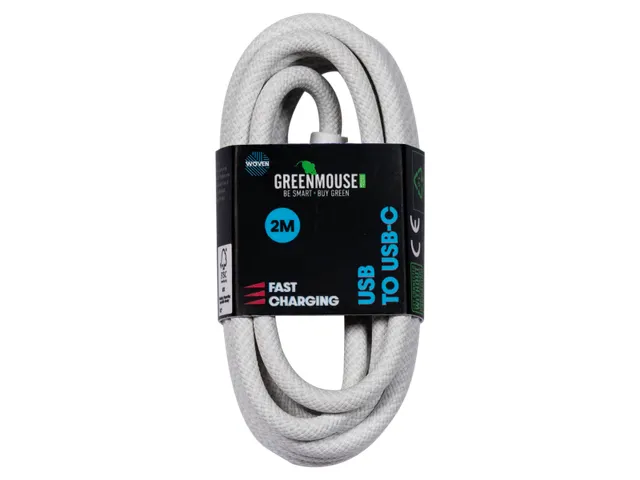 Kabel Green Mouse USB-A to USB-C data Woven 2m blisterverpakking
