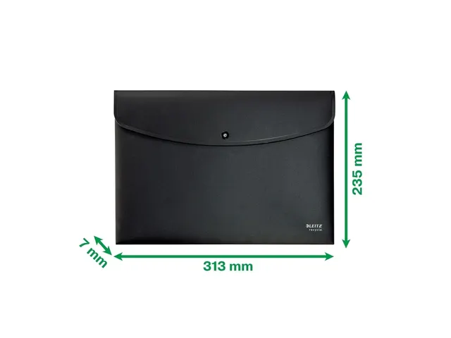 Enveloptas Leitz Recycle A4 met drukknopen PP zwart