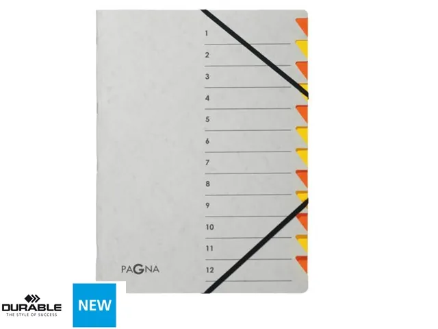 Sorteermap Pagna Easy 12 vaks A4 Grijs/Oranje karton