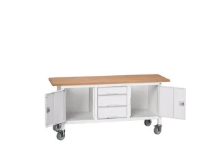 werkbank,HxBxD 830x1750x600mm,multiplexblad,uitrusting: 3laden,2kasten - 1