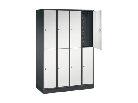 Dubbeldekse garderobekast,RAL 7021/RAL 7035,HxBxD 1950x1220x500mm