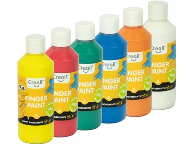 vingerverf Happy set met 6 flesjes 250 ml assorti