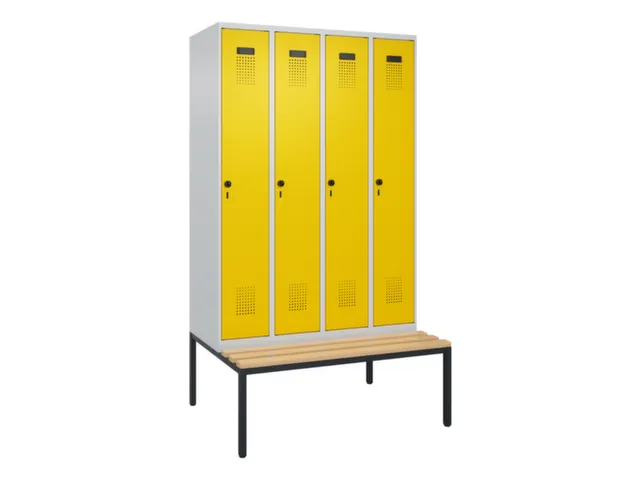locker met bank,voor scheiding van kleding,HxBxD 2120x1200x815mm,4vak