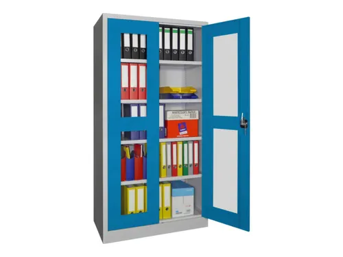 Vitrinekast Hxbxd 1950x1000x500mm Draaideuren Ral7035 Front Ral5012