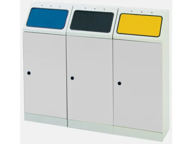 Station de tri sélectif 3x45l corps RAL7035 trappes RAL5010/RAL7016/R