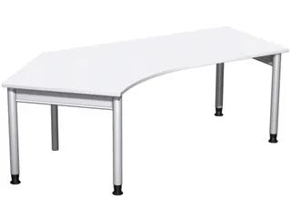 In hoogte verstelbaar hoekbureau,HxBxD 680-820x2166x1130mm,blad wit - 2