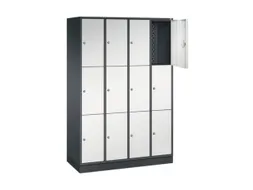 lockerkast,RAL 7021/RAL 7035,HxBxD 1950x1220x500mm,4x3vakken,cil.-slot