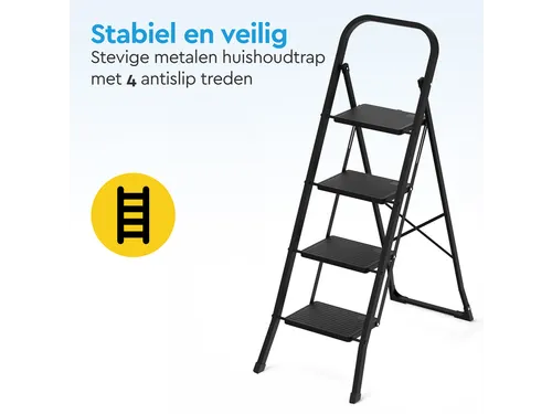 Huishoudtrap BRASQ 4 treden SLM400 zwart