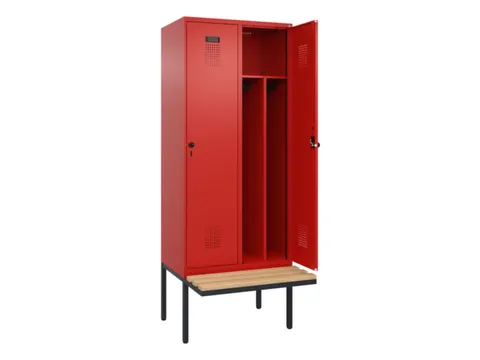 locker met bank,voor scheiding van kleding,HxBxD 2120x800x815mm,2vak