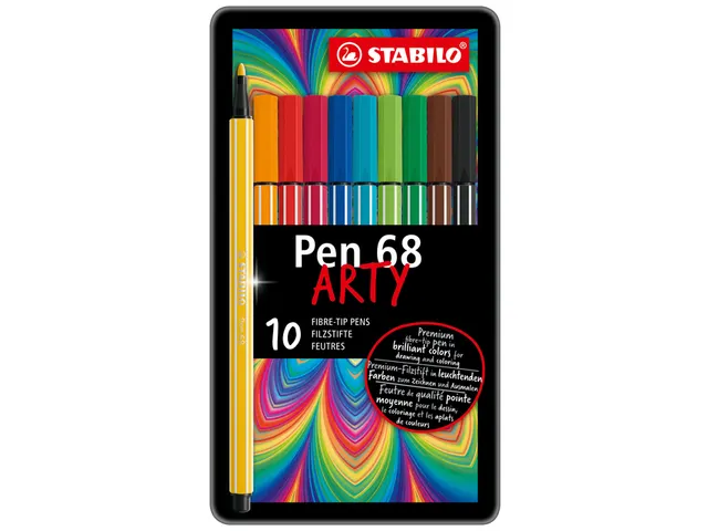 Viltstift STABILO Pen 68/10 Arty medium assorti blik à 10 stuks