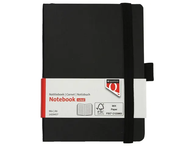 Notitieboek Quantore A6 flex lijn 192blz 80 grams zwart