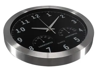 Aluminium Wandklok Met Thermometer & Hygrometer Ø 35,5cm cijfers - 4