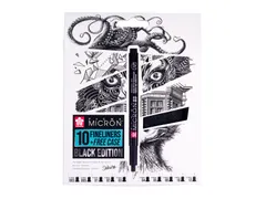 Fineliner Sakura Pigma Micron Black Edition set à 10 breedtes + grati