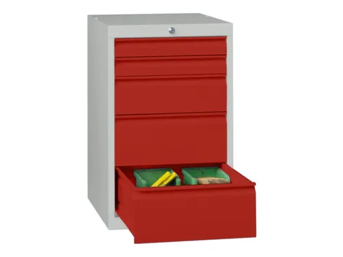 ladekast,HxBxD 800x500x600mm,5lade(n),cil.-slot,RAL7035,front RAL3000
